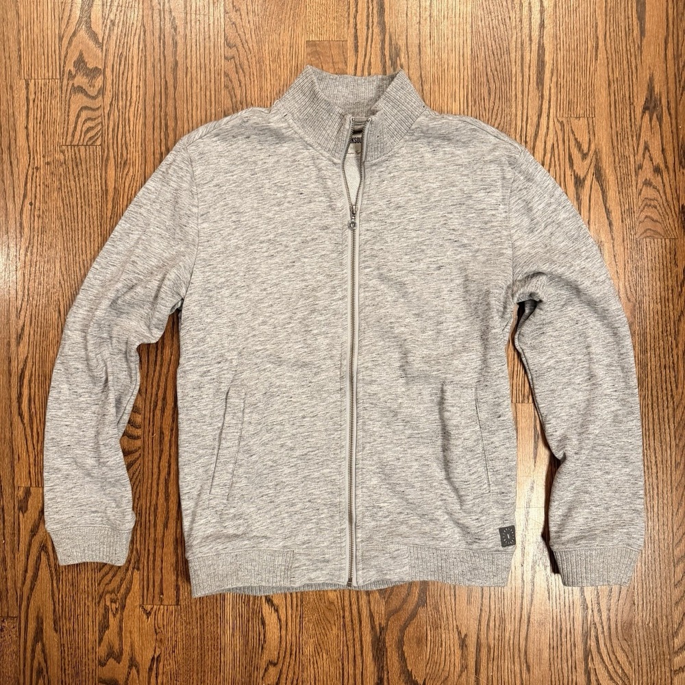 Linksoul Men's Medium Full Zip Knit‎ Sweater Jacket Heather Gray Golf Casual
